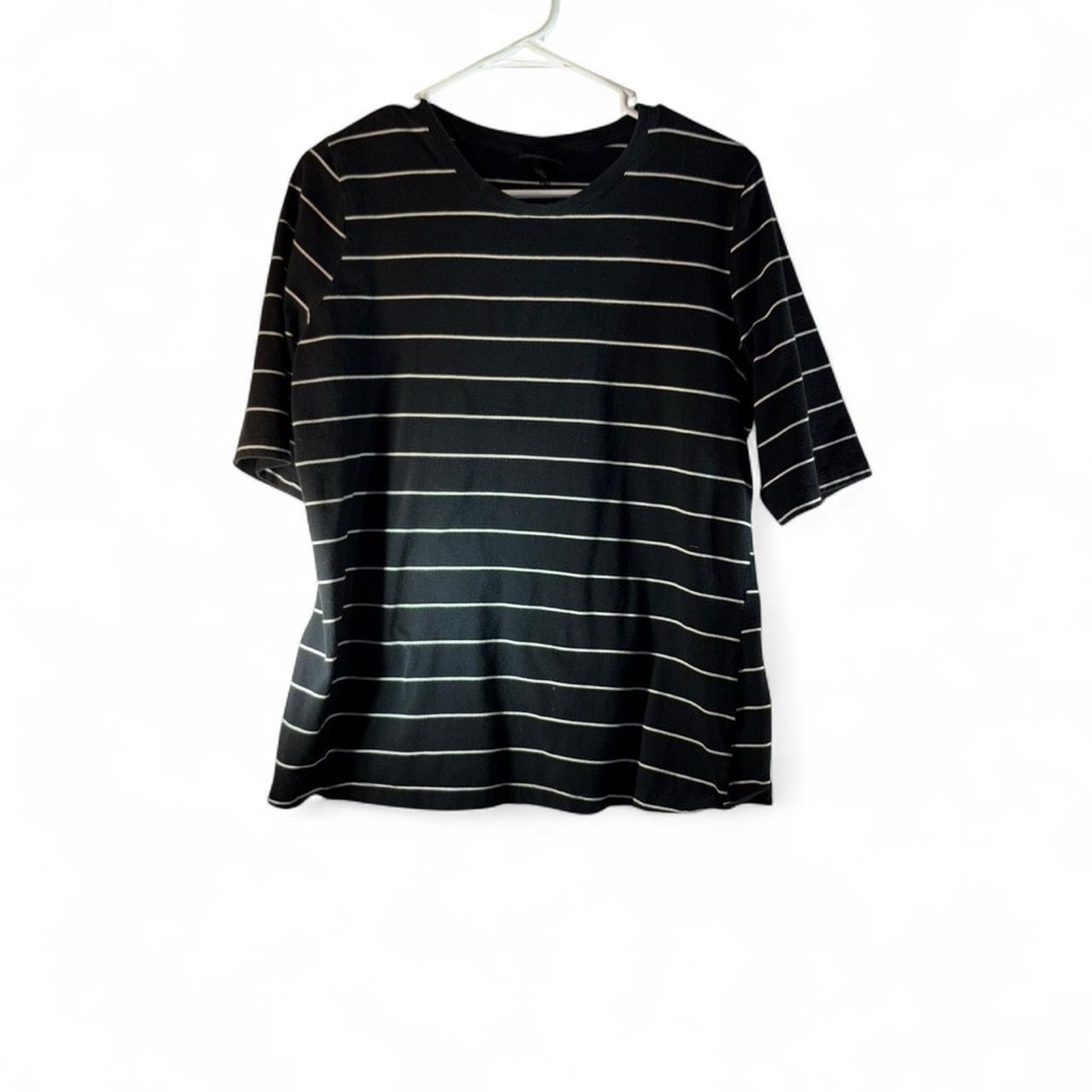Who What Wear Black T-Shirt with White Stripes